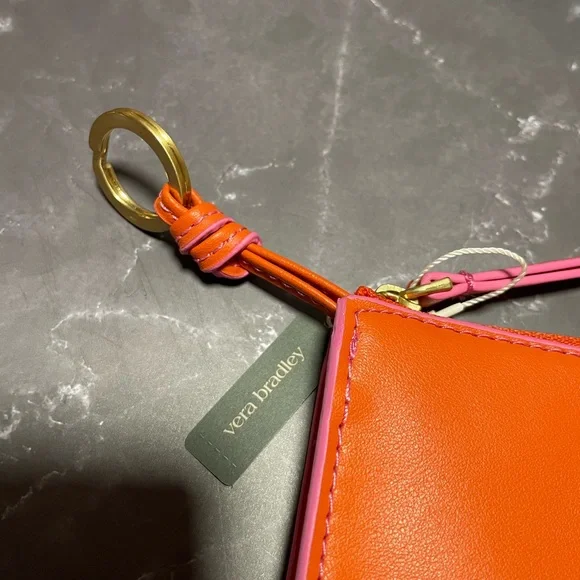 NWT Vera Bradley Orange and Pink Zip Card Pouch in Koi Orange - Picture 6 of 12